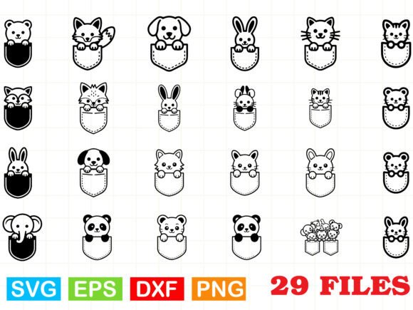 Animals Peeking in Pocket SVG Bundle