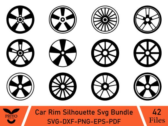 Car Rim Silhouette Svg Bundle