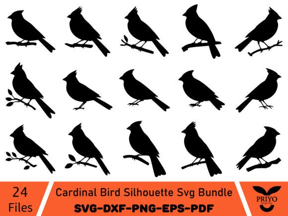 Cardinal Bird Silhouette Svg Bundle