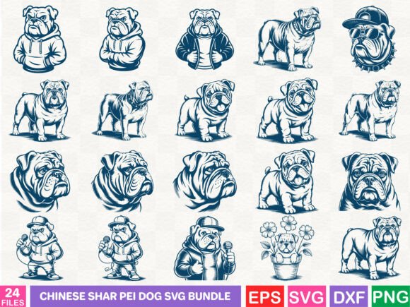 Chinese Shar Pei Dog SVG Bundle