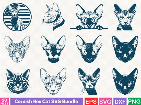 Cornish Rex Cat SVG Bundle