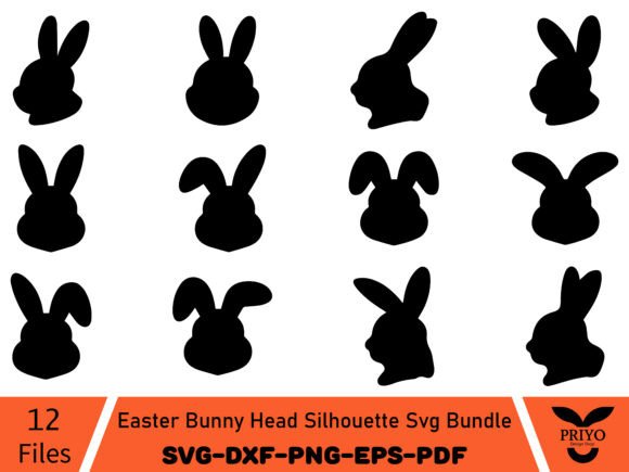 Easter Bunny Head Silhouette Svg Bundle