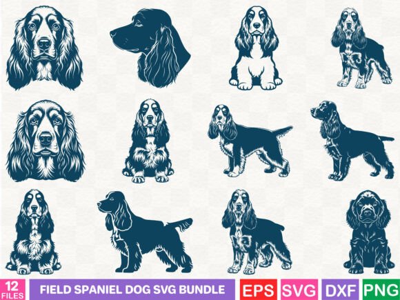 Field Spaniel Dog SVG Bundle