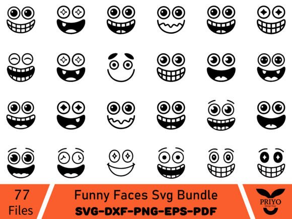 Funny Faces SVG Bundle: Smiley Face SVG