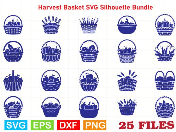 Harvest Basket SVG Silhouette Bundle