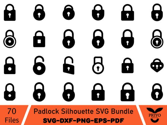 Padlock Silhouette SVG Bundle