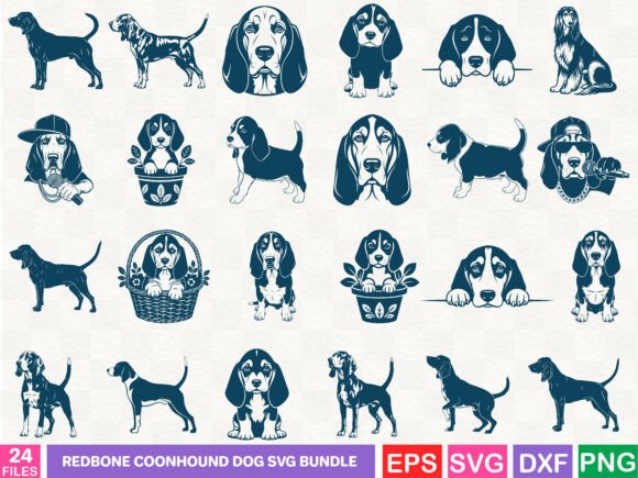 Redbone Coonhound Dog SVG Bundle