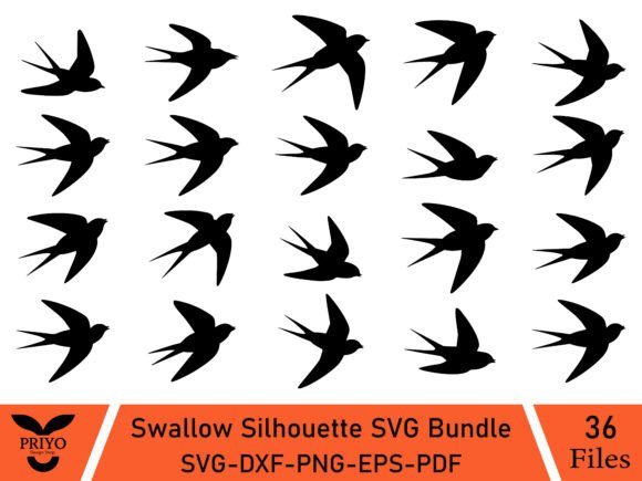 Swallow Silhouette SVG Bundle