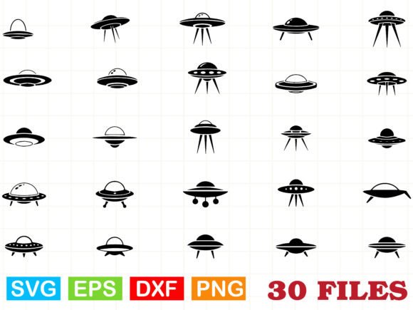 UFO SVG, UFO Silhouette Bundle