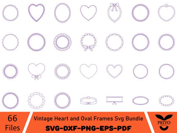 Vintage Heart and Oval Frames Svg Bundle